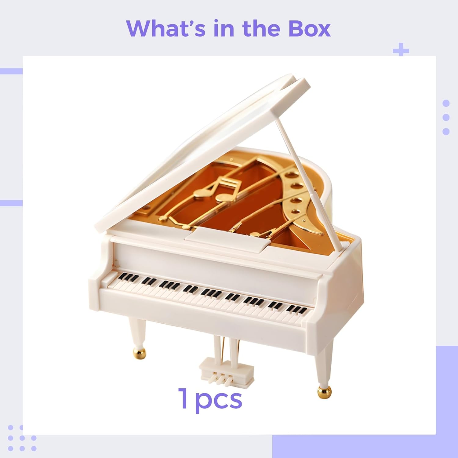 Mini Grand Piano Musical Jewelry Box with Wind Up Mechanism