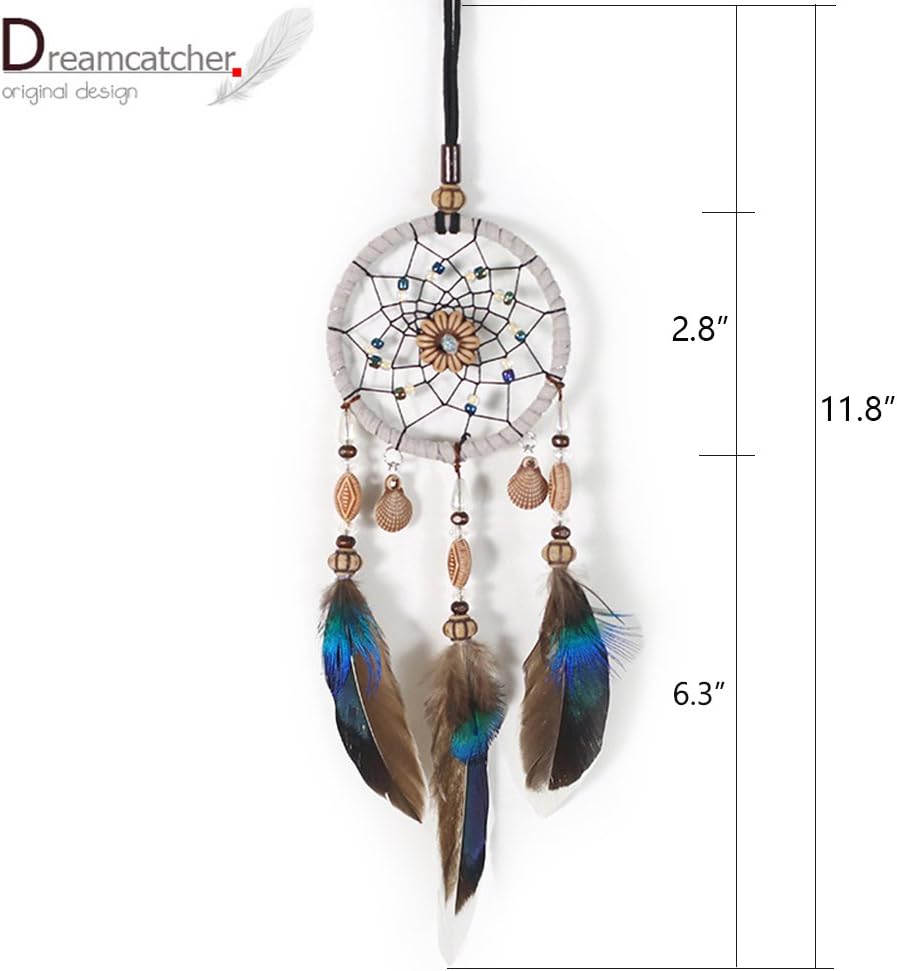 YGMONER Dream Catcher Car Interior Rearview Mirror Dangle Brown