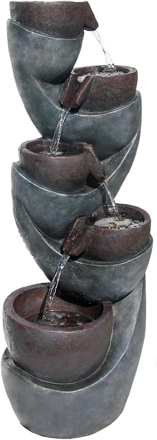 Modern Floor Standing Water Feature with LED Light