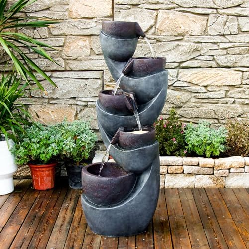 Modern Floor Standing Water Feature with LED Light
