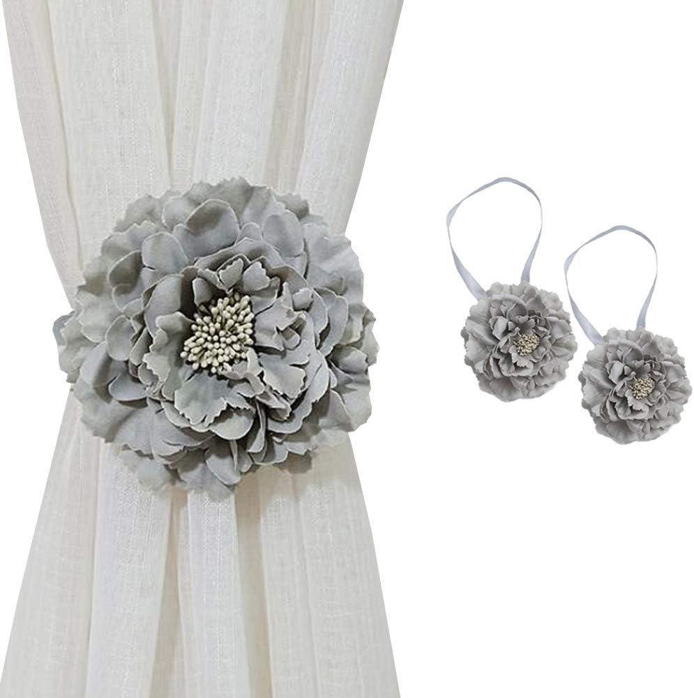 Chictie 2 Piece Cloth Flower Magnetic Curtain Holdbacks