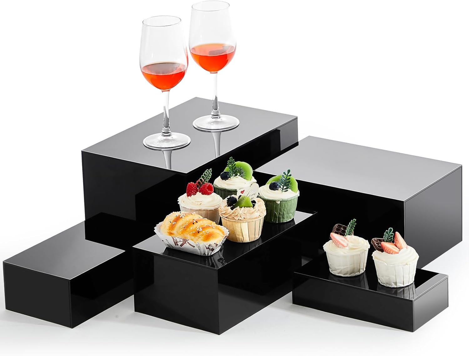 Sintuff 5 Pcs Acrylic Risers Display Stands Black