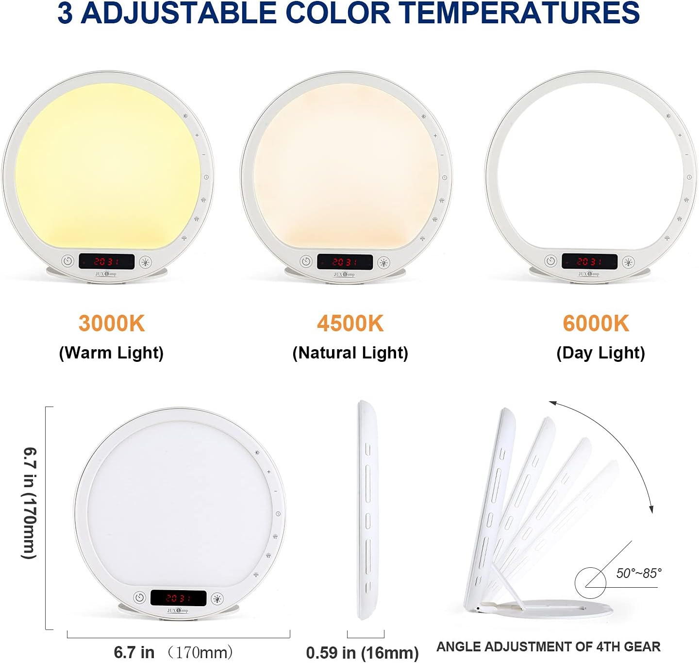 Portable Light Therapy Lamp with Sunrise Alarm