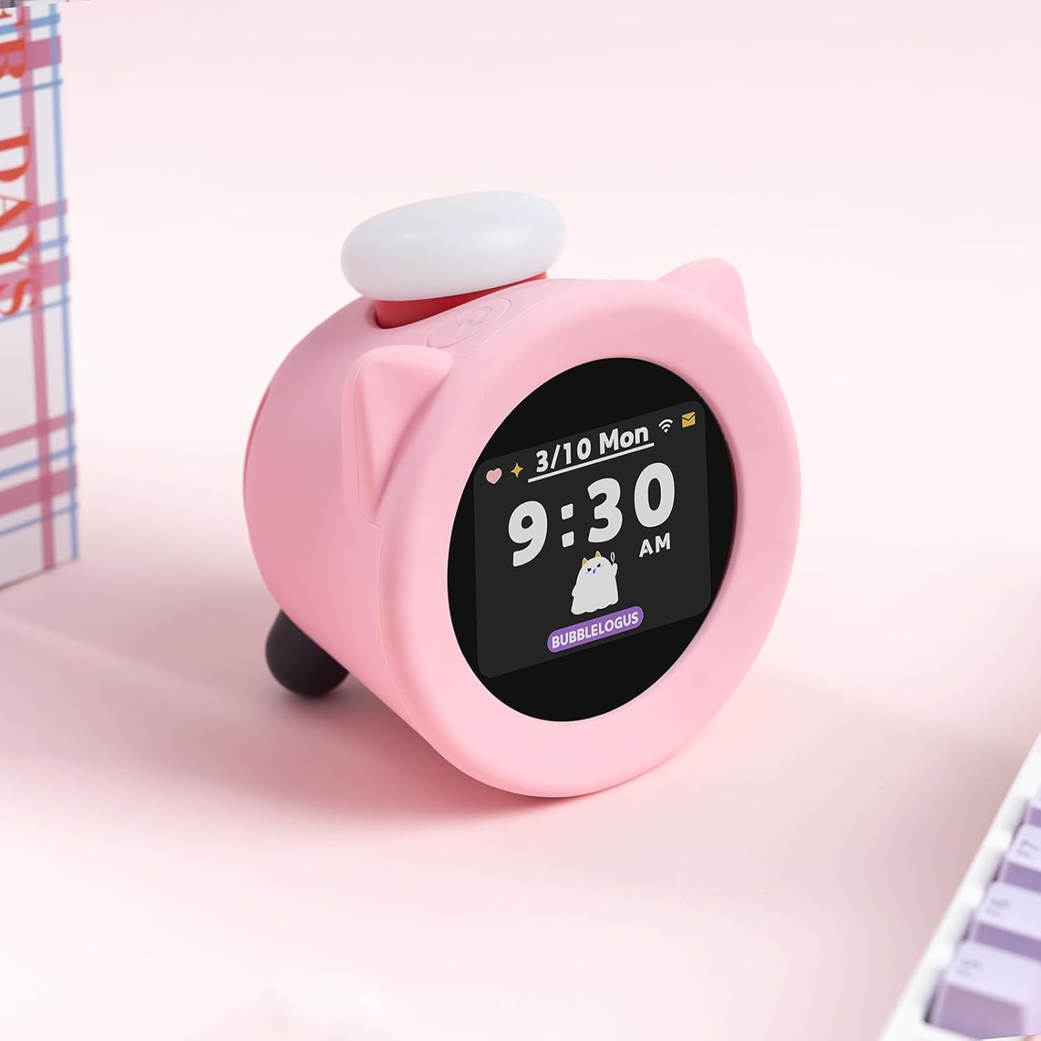 Cute Cartoon Cat Ears Silicone Case for Nintendo Alarm Clock Pink