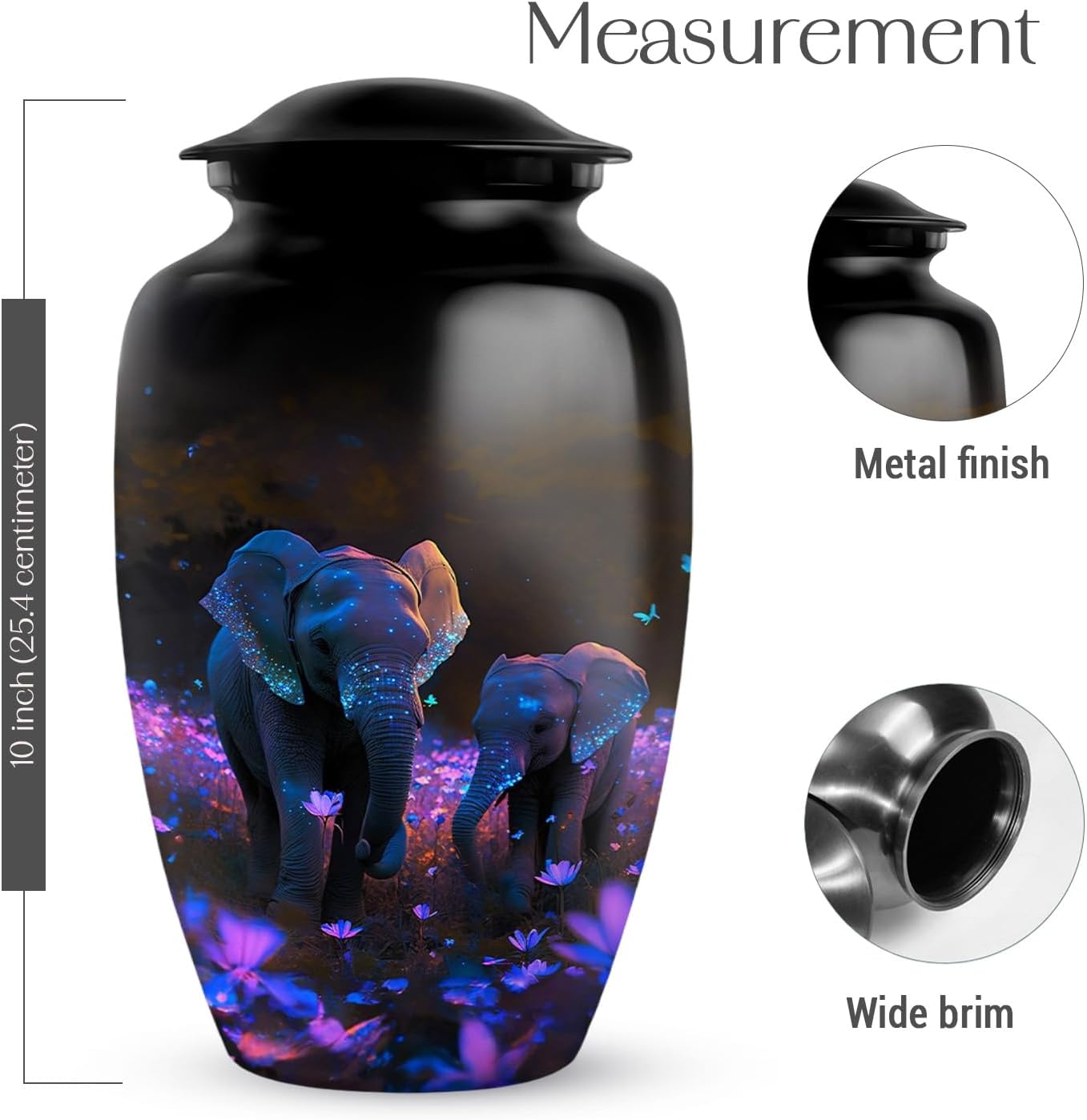 Aluminum Elephant Ashes Urn - 10 Inch Cremation Urn for Adult