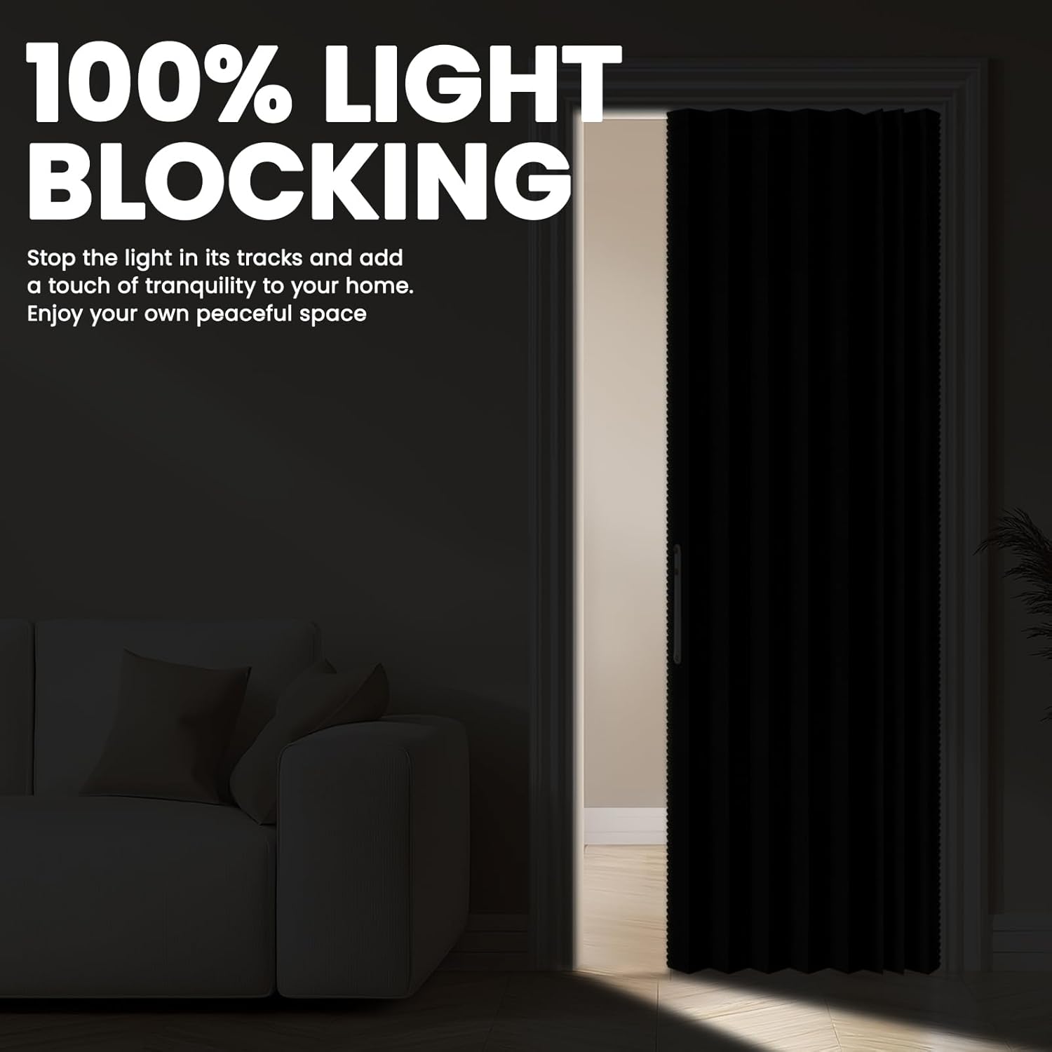 AJAZZ Blackout Sliding Door Curtains 72W x 79L Black 1 Pack