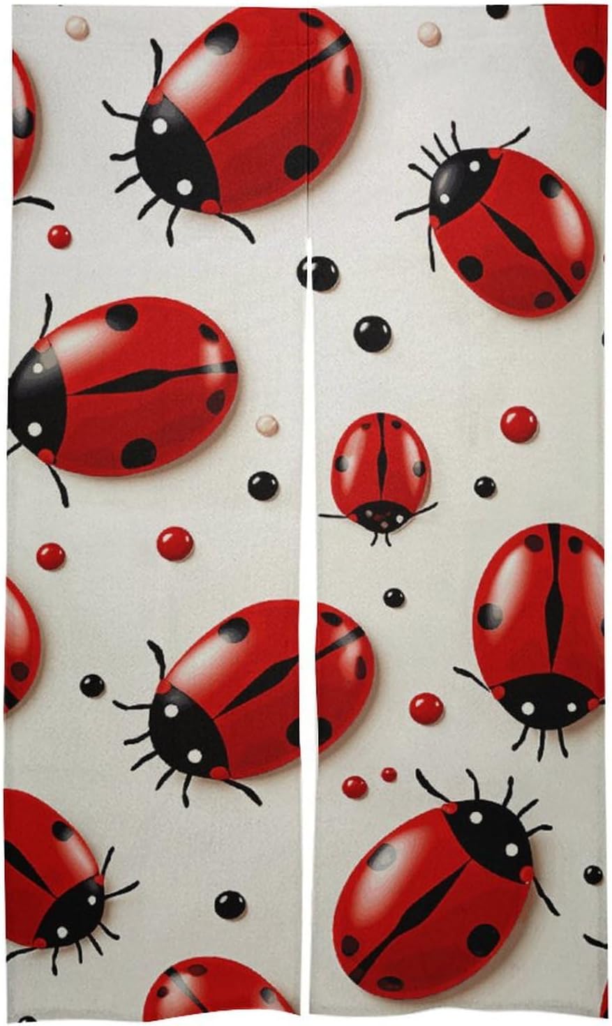 Red Ladybug Door Curtain Split 17x57 Inch Privacy Partition