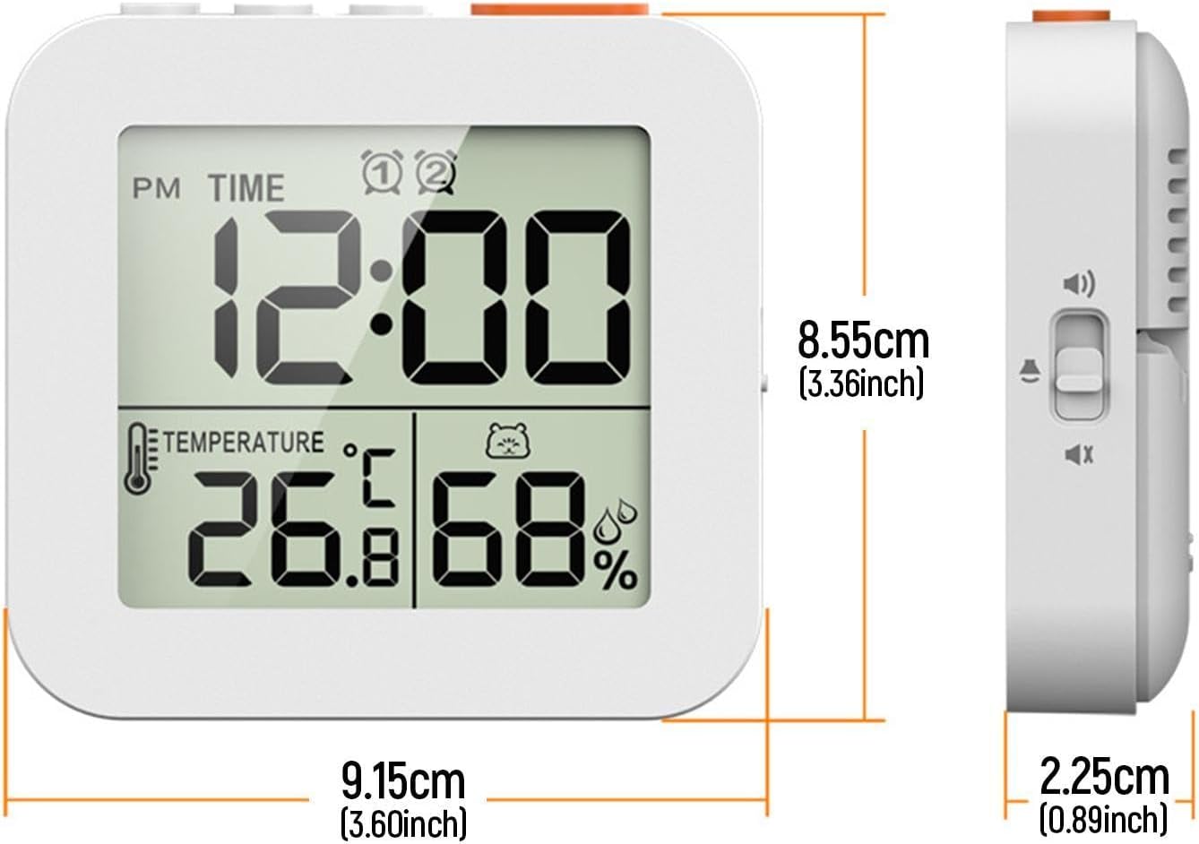 Digital Timer Shower Clock with Alarm White