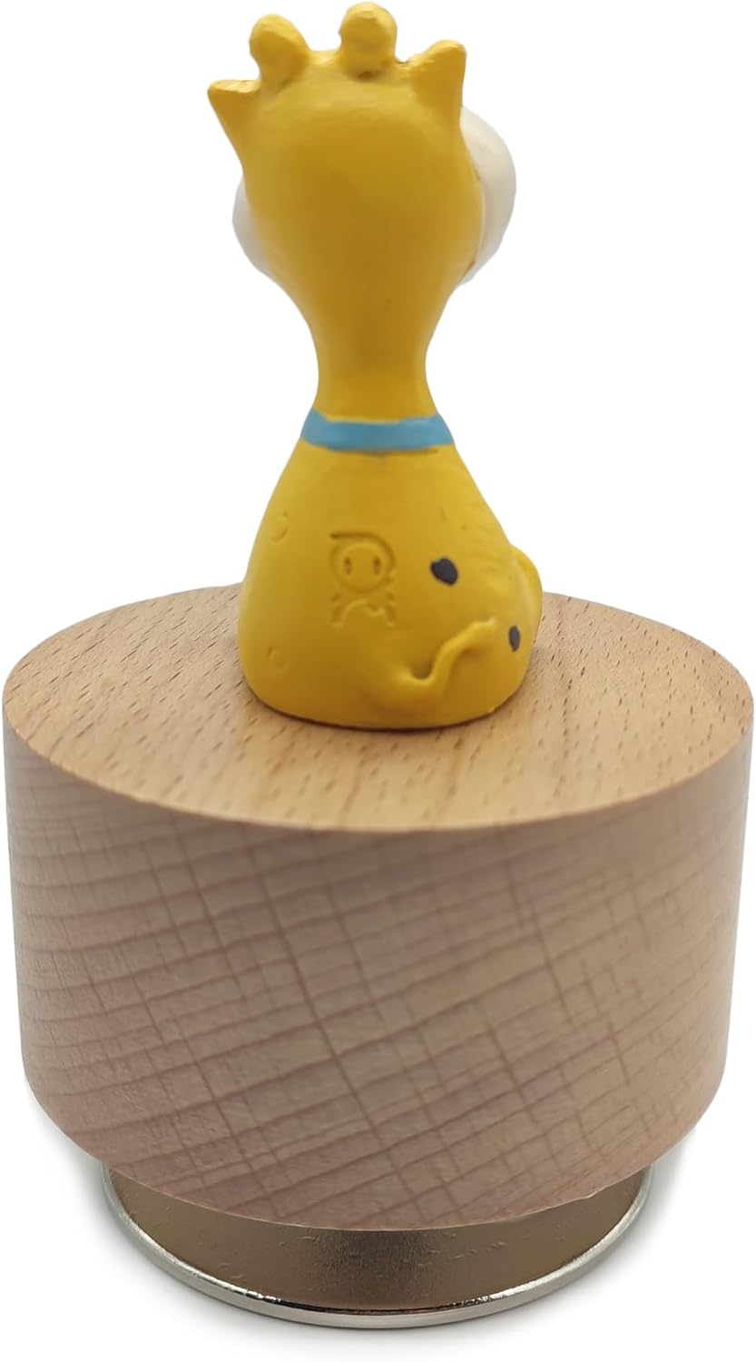 Mini Wooden Animal Rotary Music Box with Giraffe Figurine Edelweiss