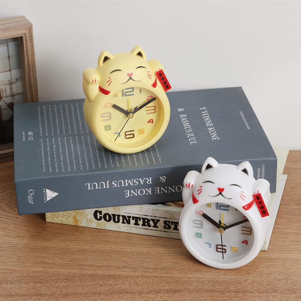 Wakauto Kids Cartoon Cat Alarm Clock with Large Display