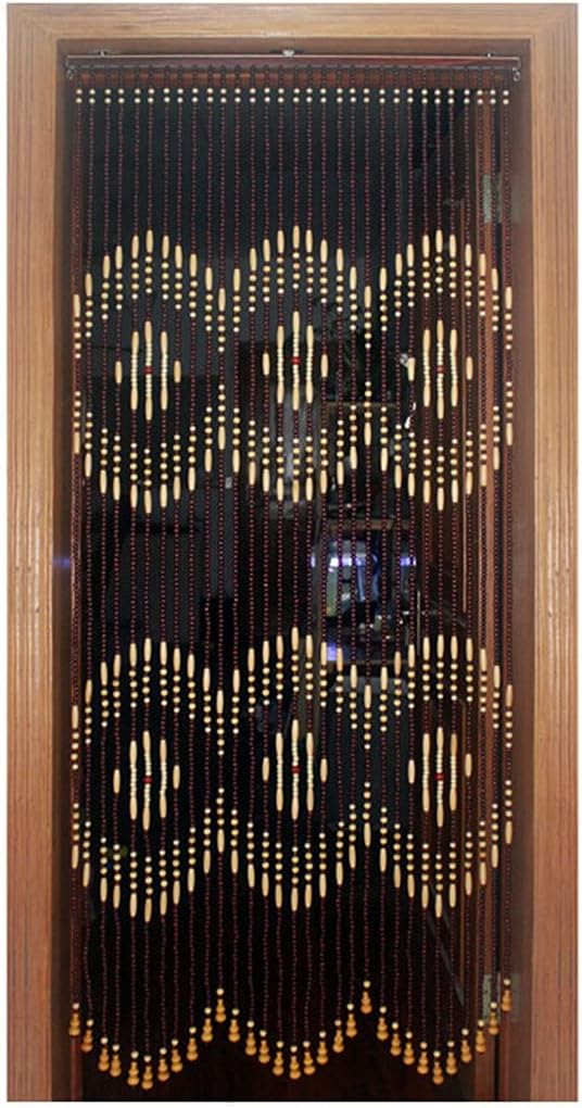 ZHOUXIAO Natural Wood Beaded Curtain for Doorways