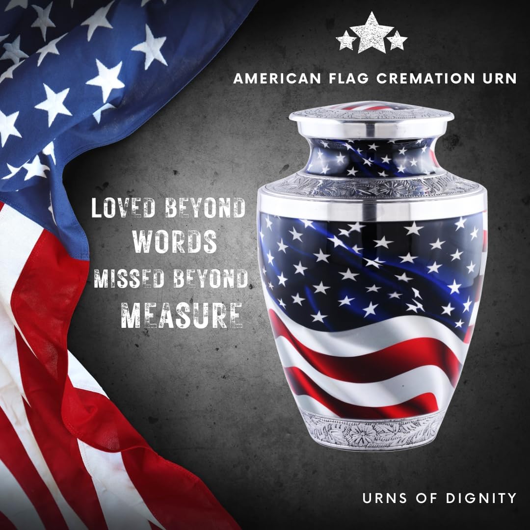 American Flag Cremation Urn for Adult Ashes