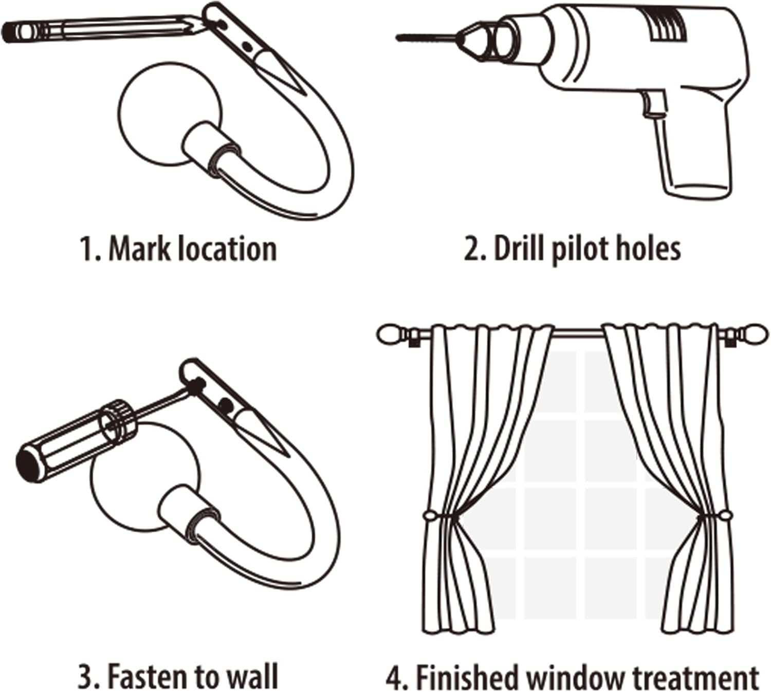 2Pcs Curtain Holdbacks with Screws White