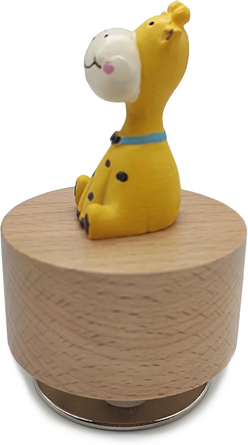 Mini Wooden Animal Rotary Music Box with Giraffe Figurine Edelweiss