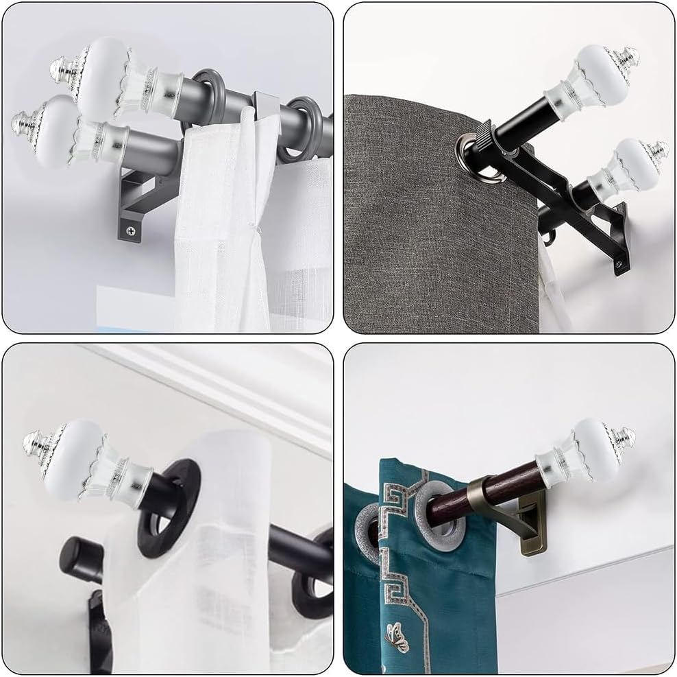 GORGECRAFT 2Pcs White Petal Curtain Rod Ends