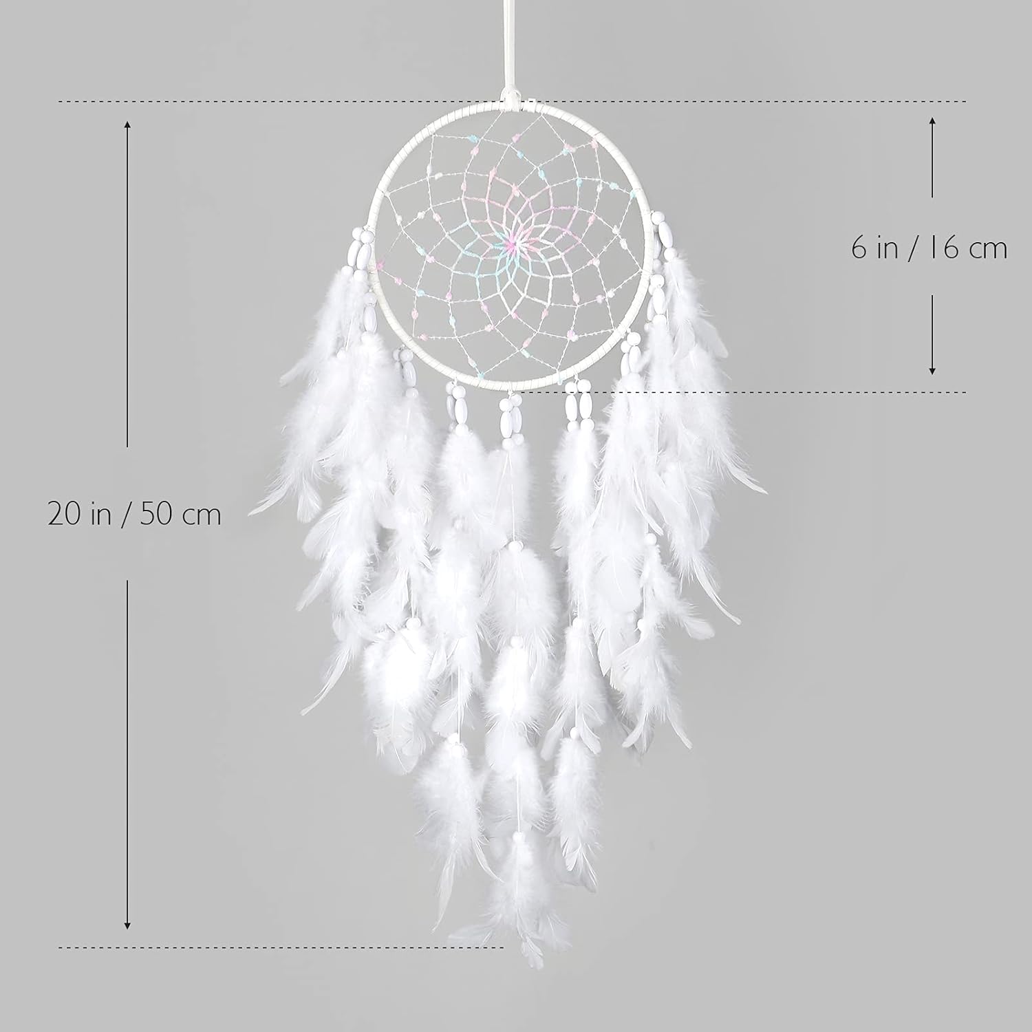 Dremisland White Feathers Dream Catcher Wall Hanging