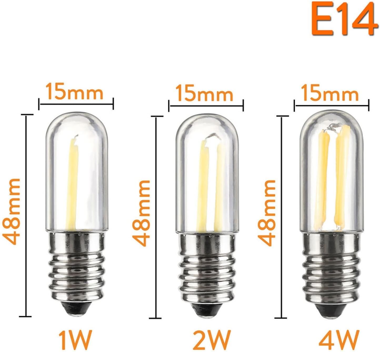 10Pcs Dimmable Mini E14 E12 LED Filament Bulbs Warm White Lighting
