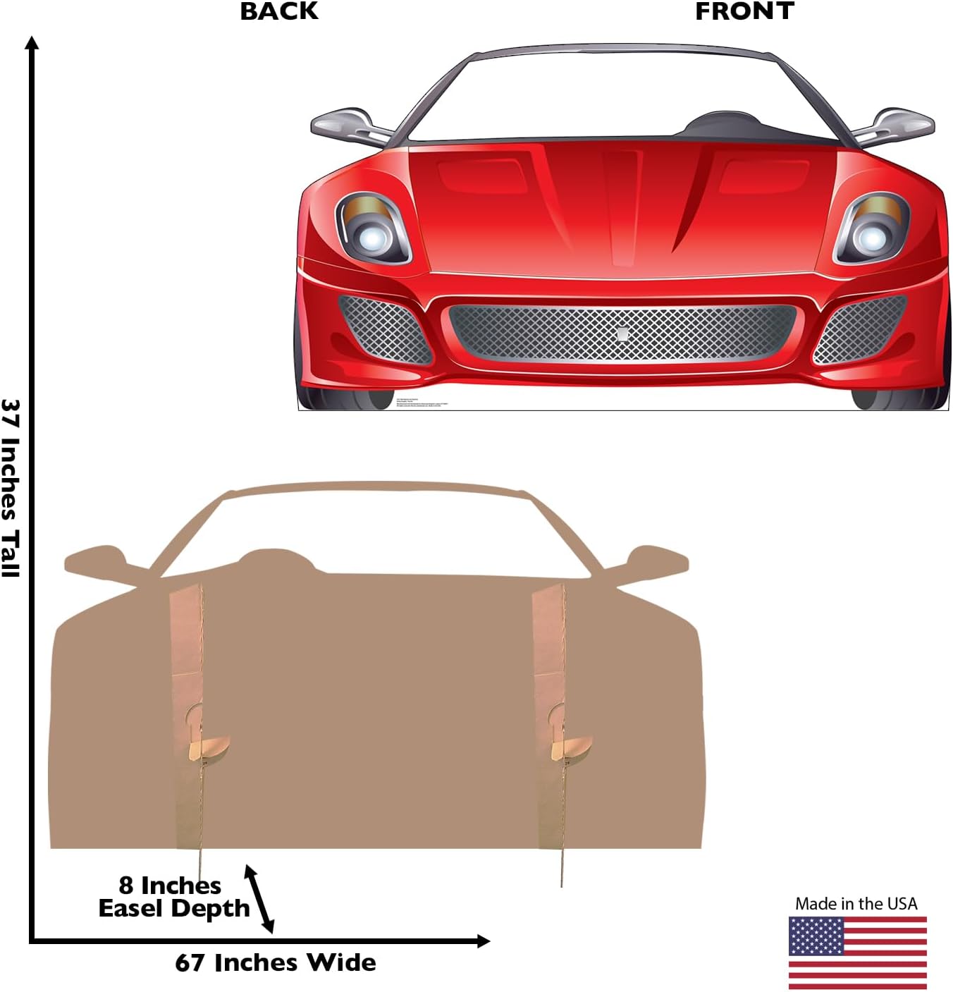 Red Sports Car Stand-in Life Size Cardboard Cutout