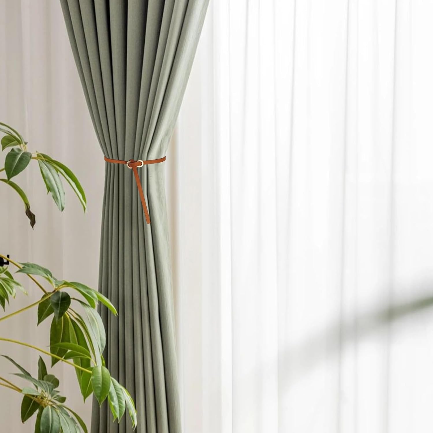 4 pcs Leather Curtain Holdbacks with Metal Buckle