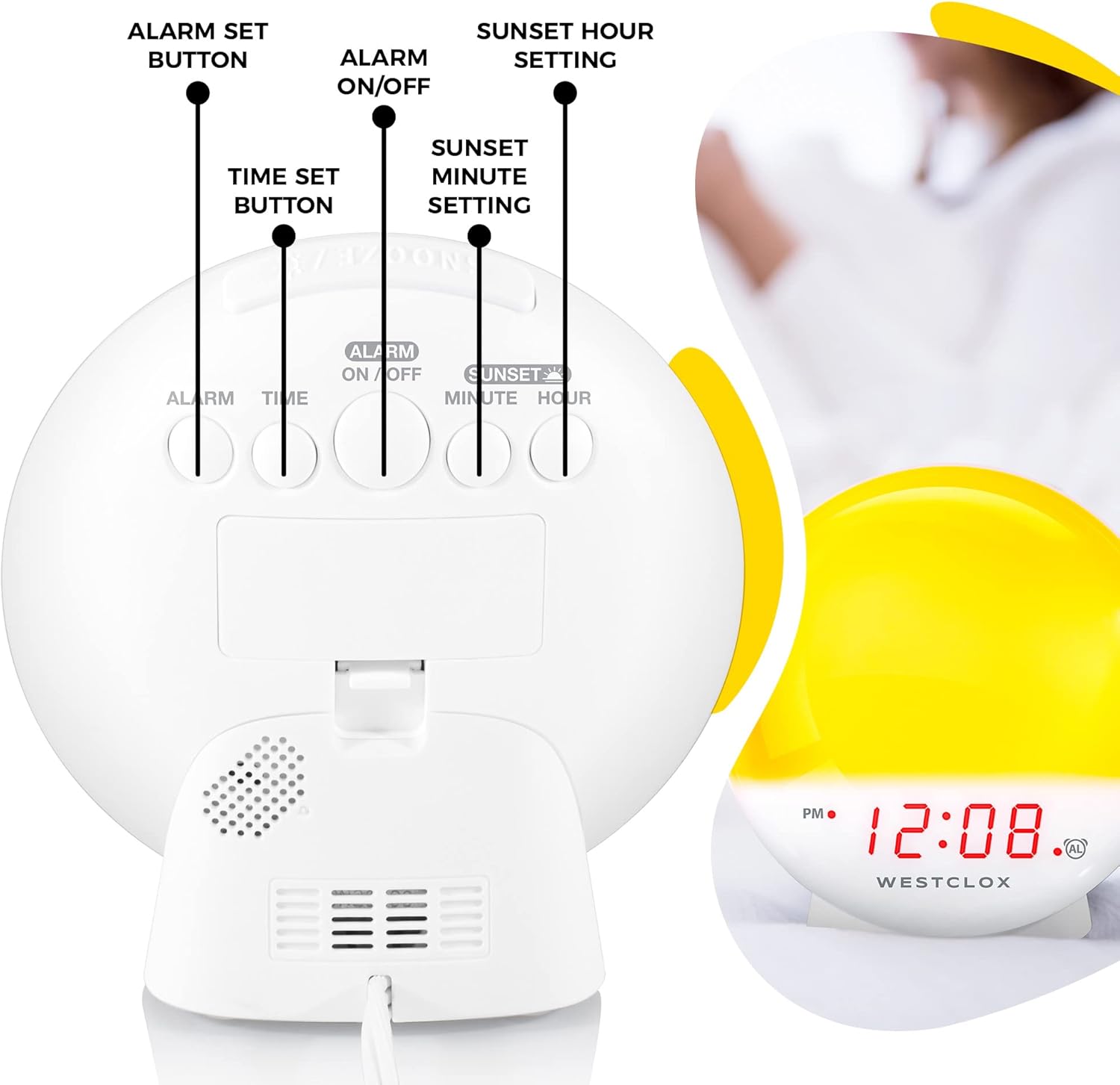 Westclox Sunrise Alarm Clock with Nightlight and Sunset Simulator