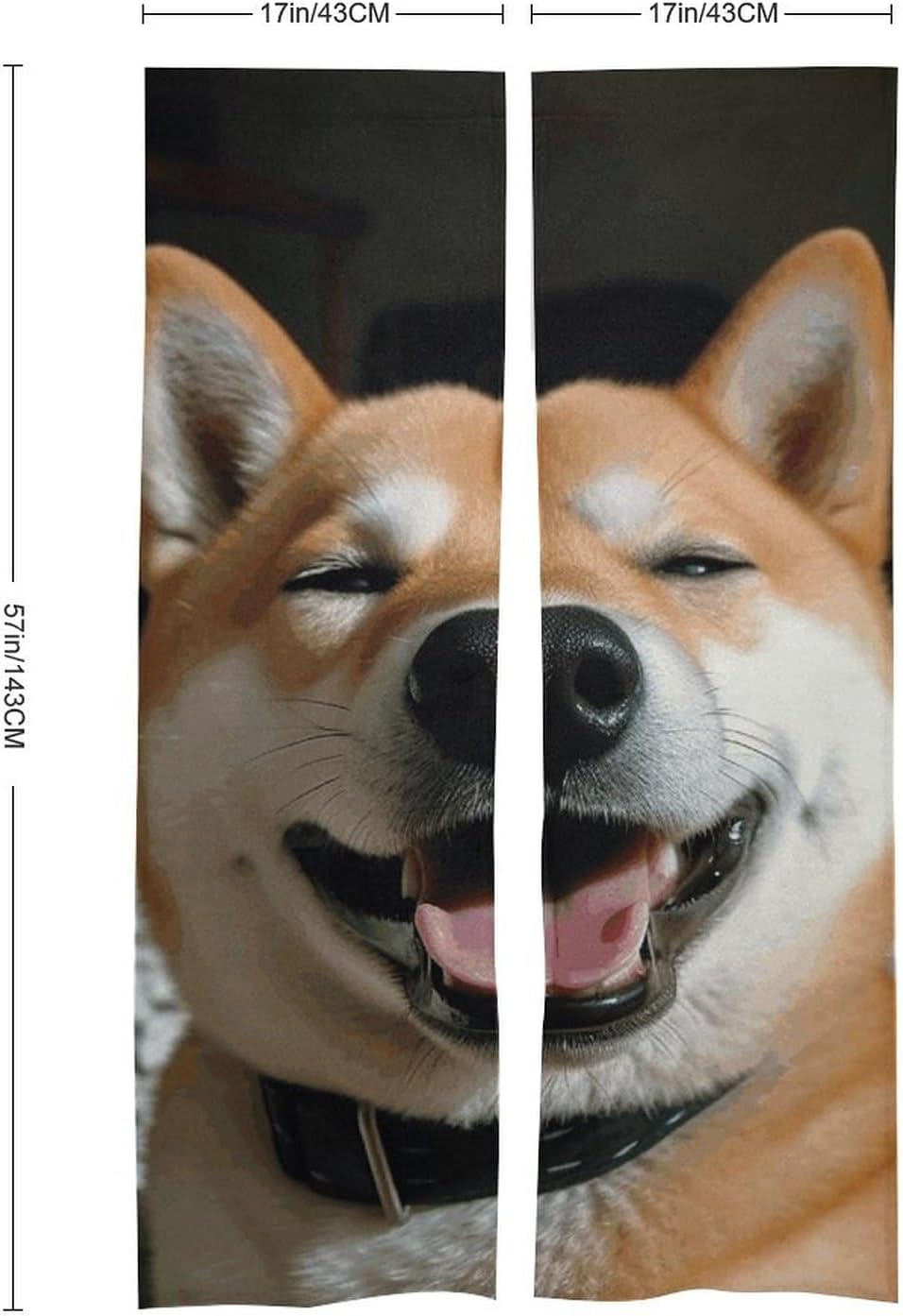 Shiba Inu Smile Tongue Out Door Curtain Panel