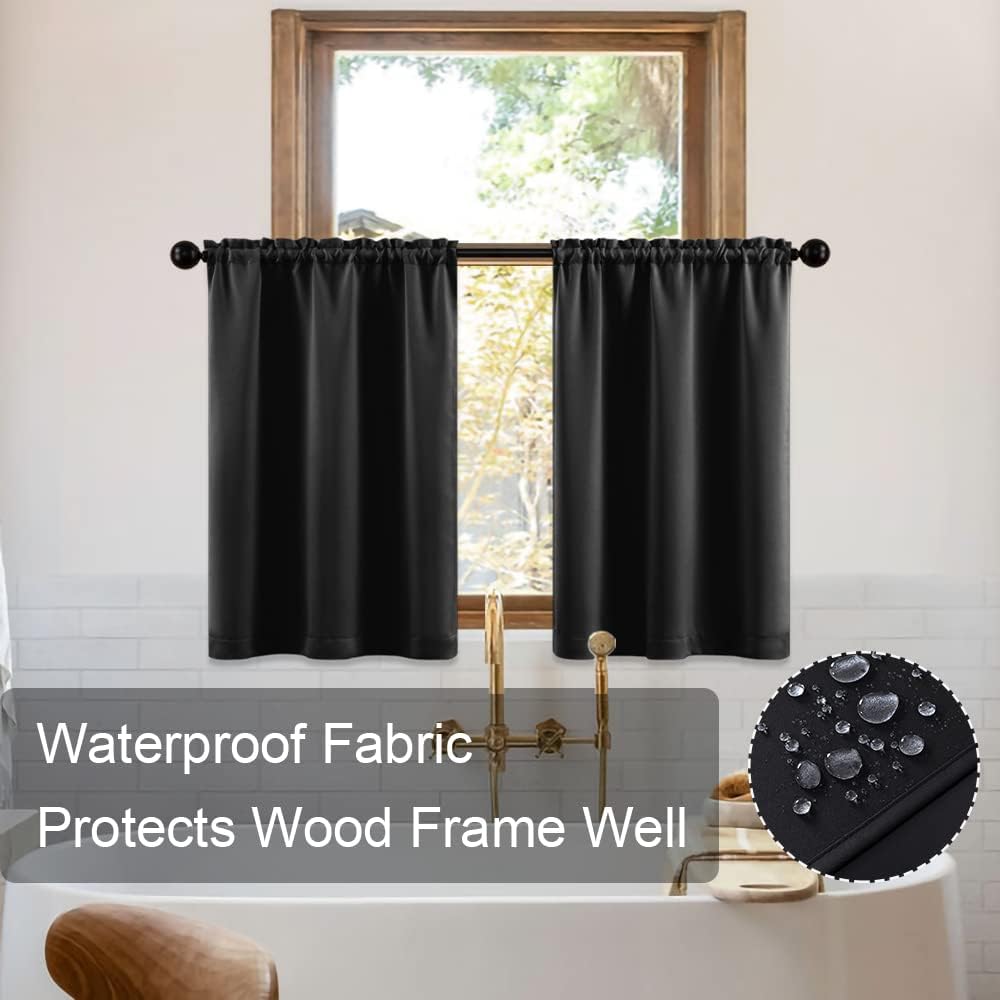 XTMYI 24 Inch Kitchen Window Curtains Waterproof Blackout Panels Set