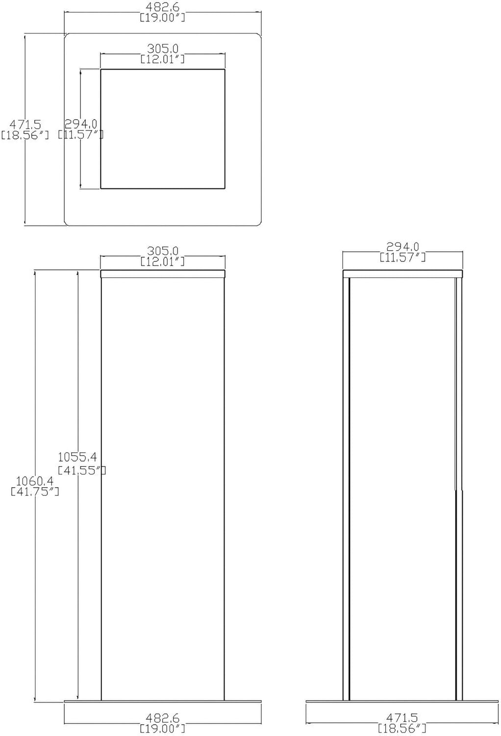 12 x 12 x 415 Brown Metal Cube Riser Stand