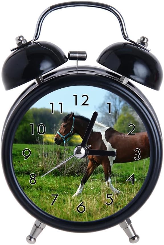 Retro Silent Alarm Clock with Night Light and Horse Design