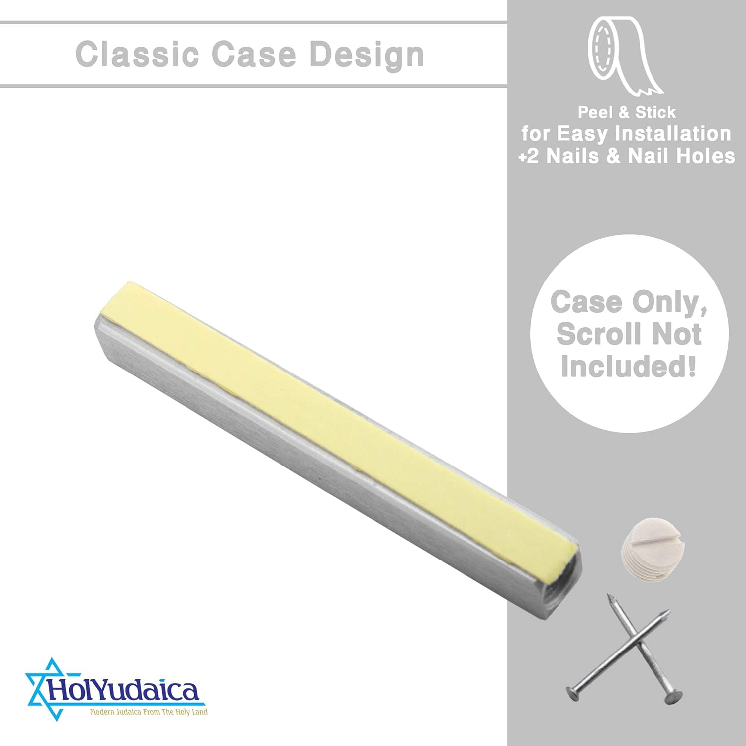 3-Pack Classic Aluminum Mezuzah Case with Nail