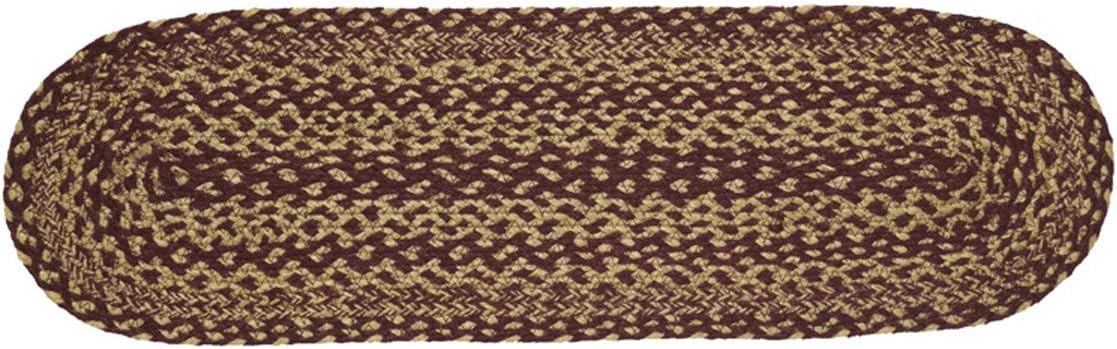 VHC Brands Burgundy Tan Jute Oval Stair Tread Non Slip