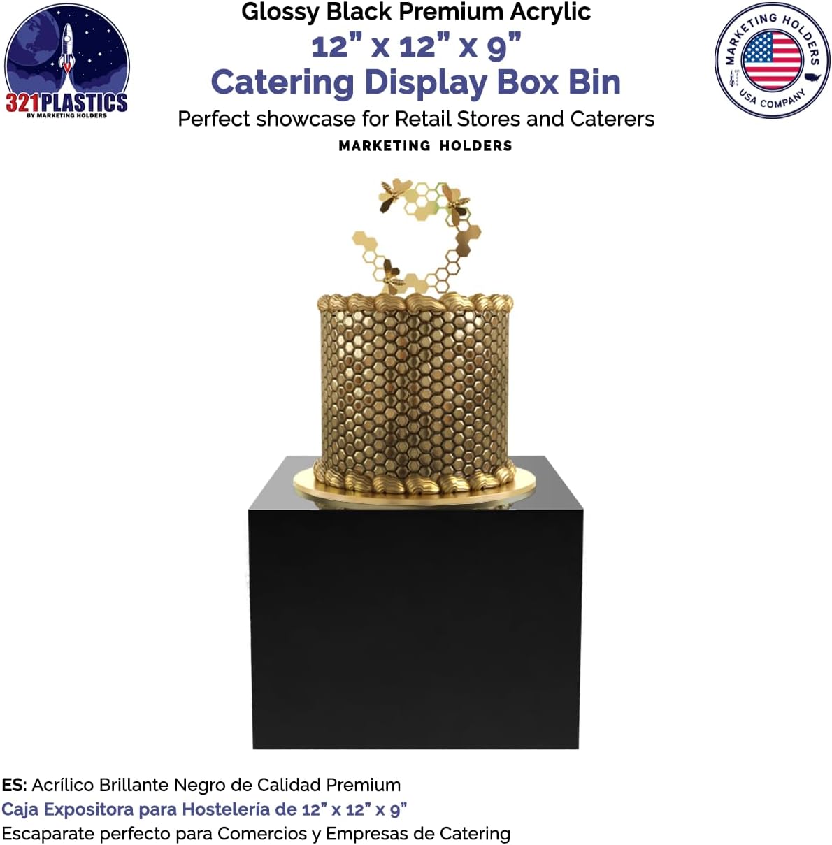 12 Inch Acrylic Riser Display Box with One Open Side