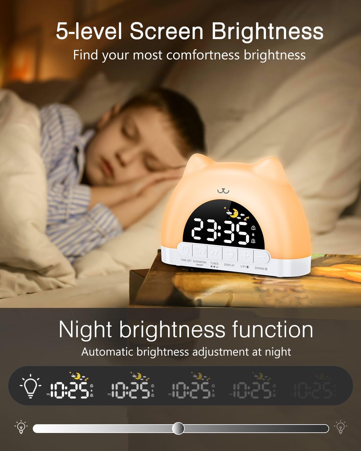 ORIA Kids Alarm Clock with Night Light and Dual Alarms