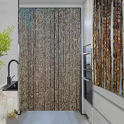 Wcxixo Wood and Bamboo Beaded Curtain for Doorway