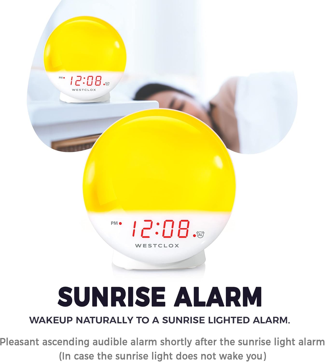 Westclox Sunrise Alarm Clock with Nightlight and Sunset Simulator