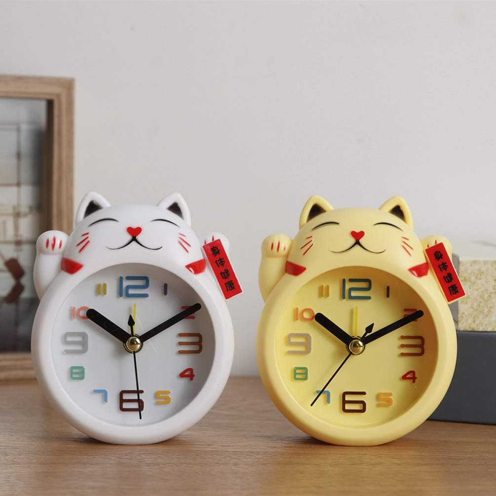 Wakauto Kids Cartoon Cat Alarm Clock with Large Display