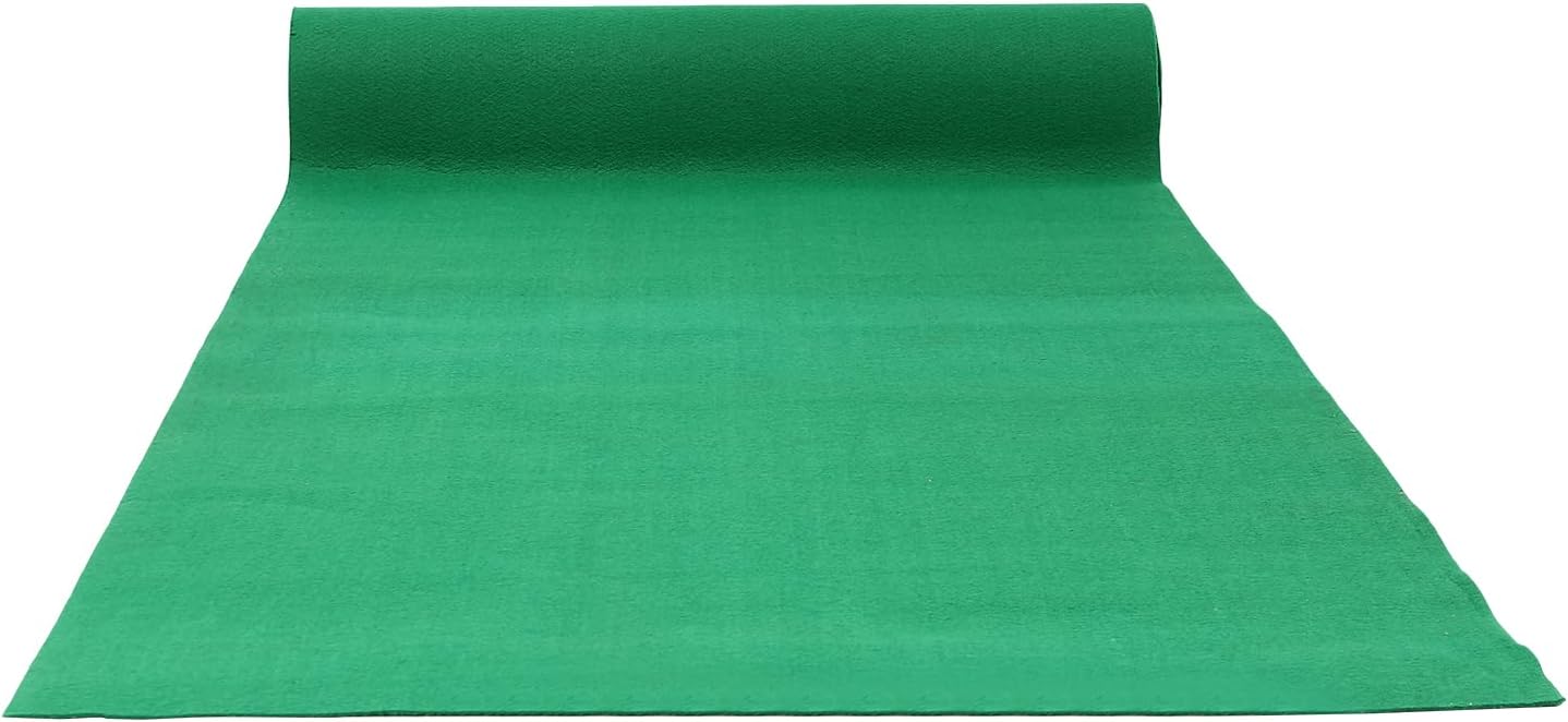 Extra Thick Carpet Runner 3x33 ft Green Aisle Rug with Double Side Tape