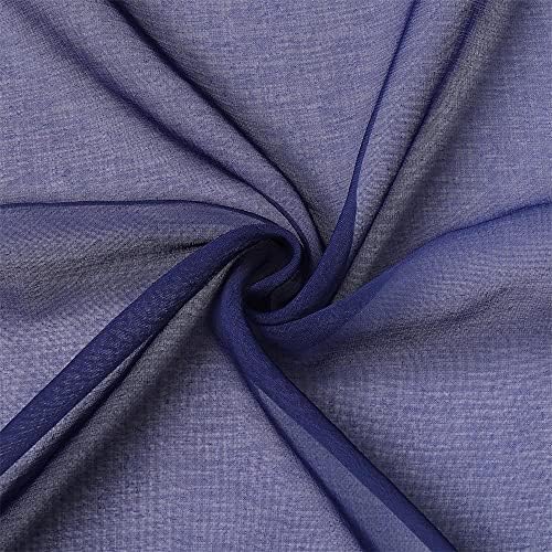 G2000 Ombre Sheer Curtains 84 Inches Navy Blue White 2 Panels