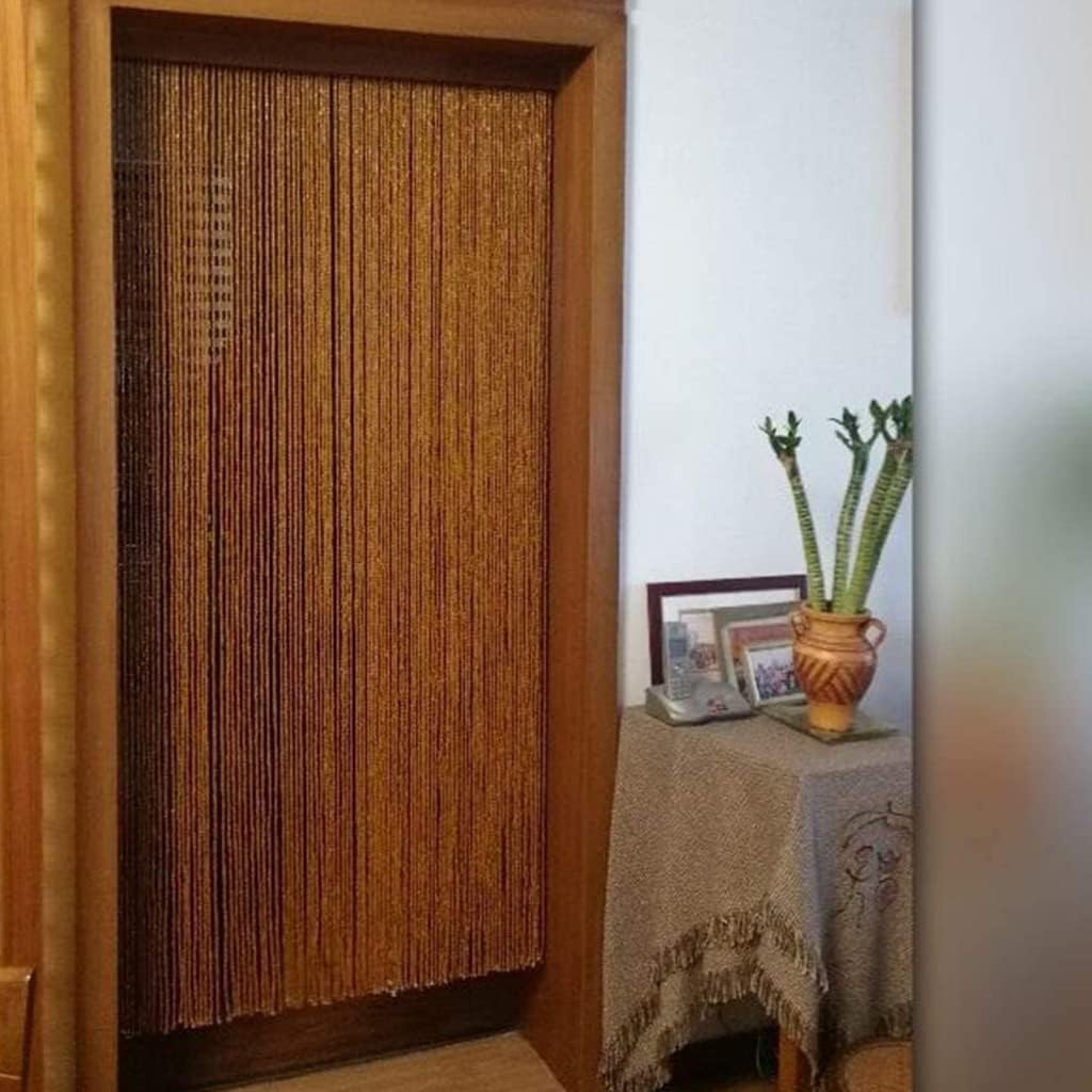 90 Strands Bamboo Wood Beaded Curtain with Rods for Doorways