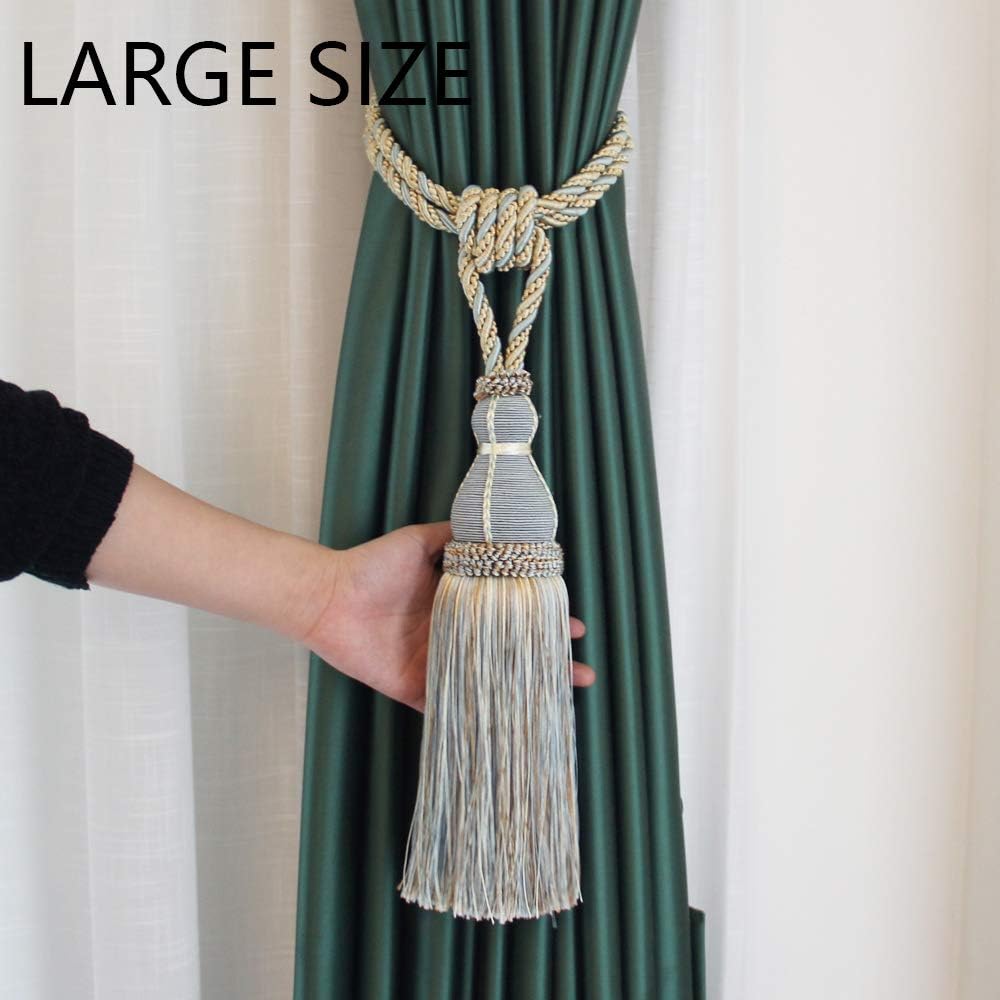 BEL AVENIR 2 Pack Tassel Curtain Holdbacks Rope Tie-Backs