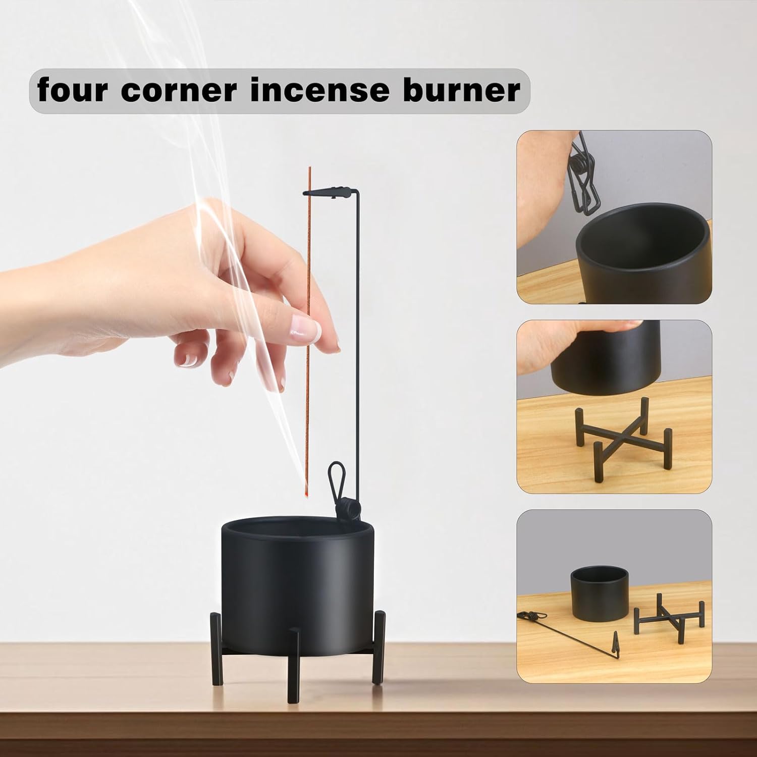 2 Pack Metal Incense Holder with Ash Catcher and Stabilizing Base