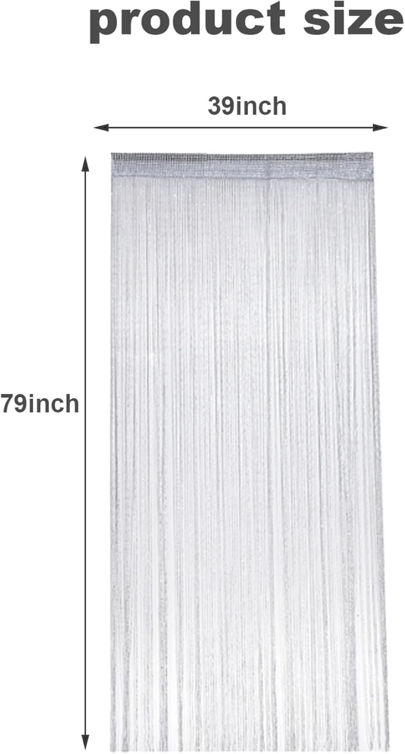 Beaded Door Curtain 79x39 Inch Grey Decorative Curtain