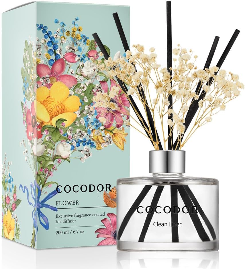 Cocodor Flower Reed Diffuser Set 67oz Clean Linen