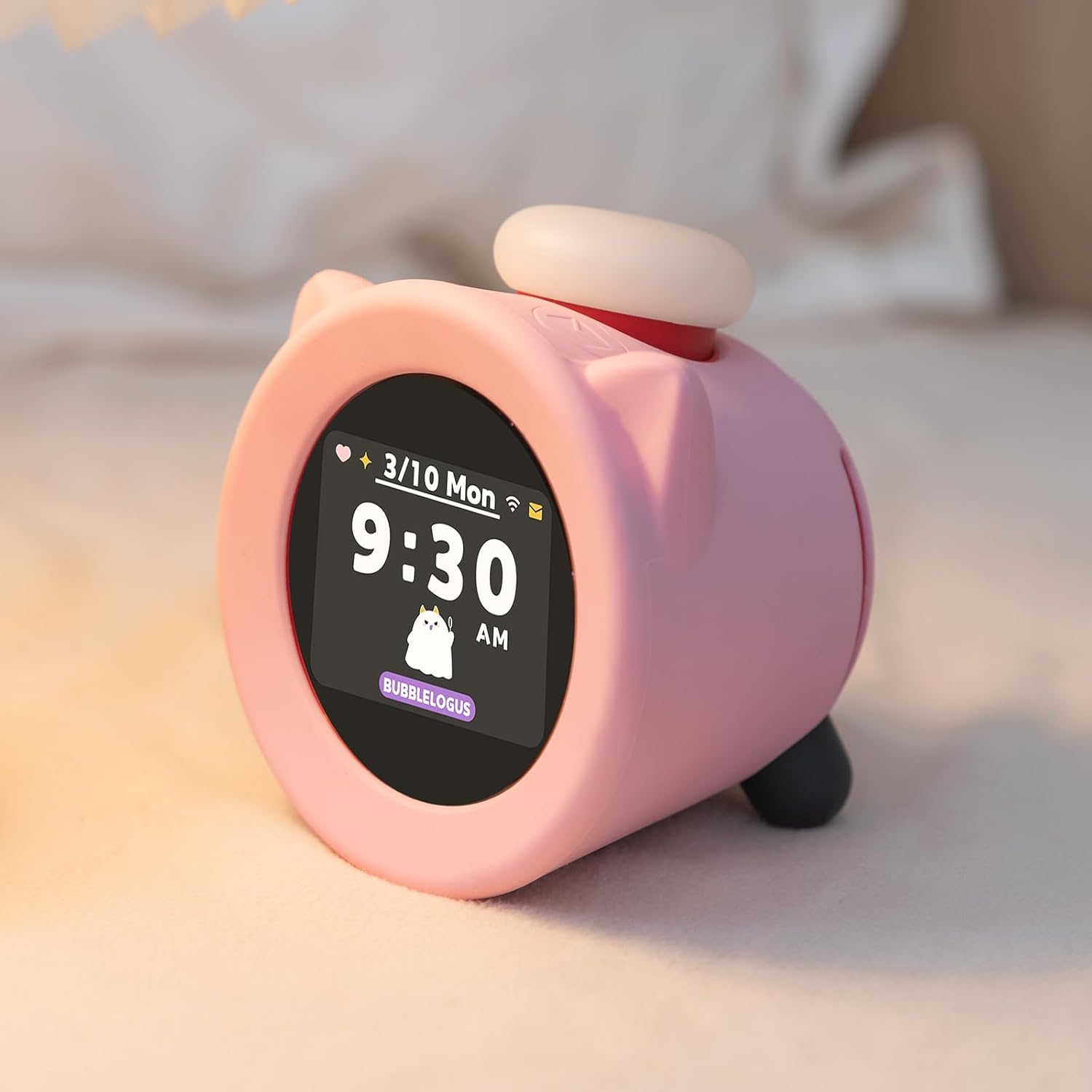 Cute Cartoon Cat Ears Silicone Case for Nintendo Alarm Clock Pink
