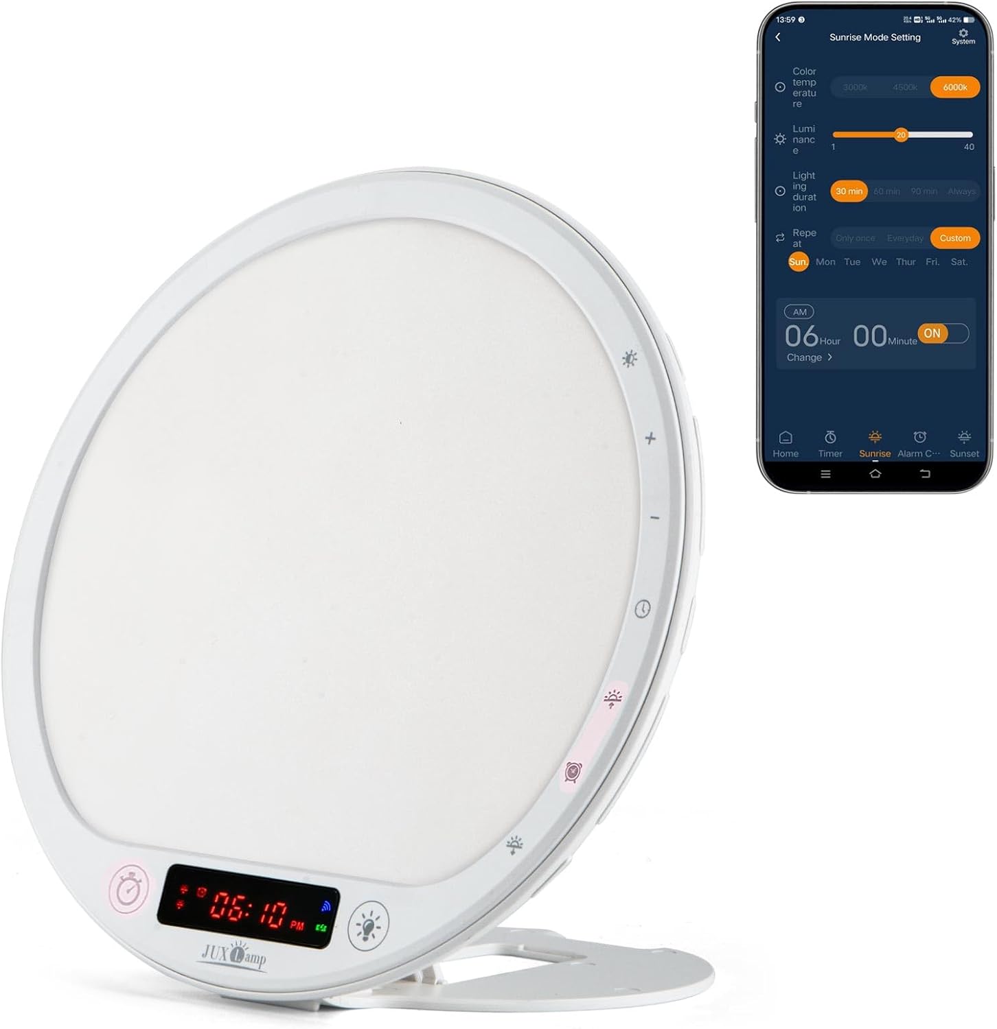 Portable Light Therapy Lamp with Sunrise Alarm