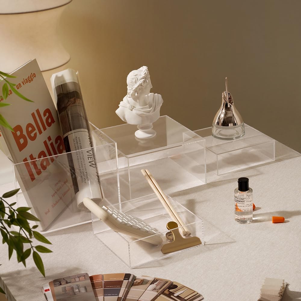 Set of 4 Acrylic Cube Display Box Risers