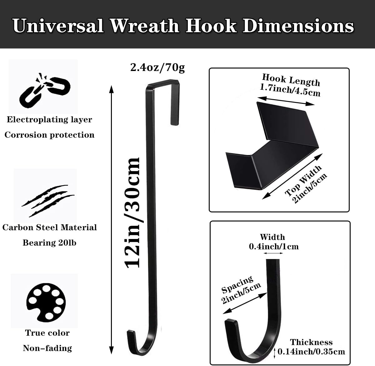 Osgow 12 Inch Wreath Hanger for Front Door