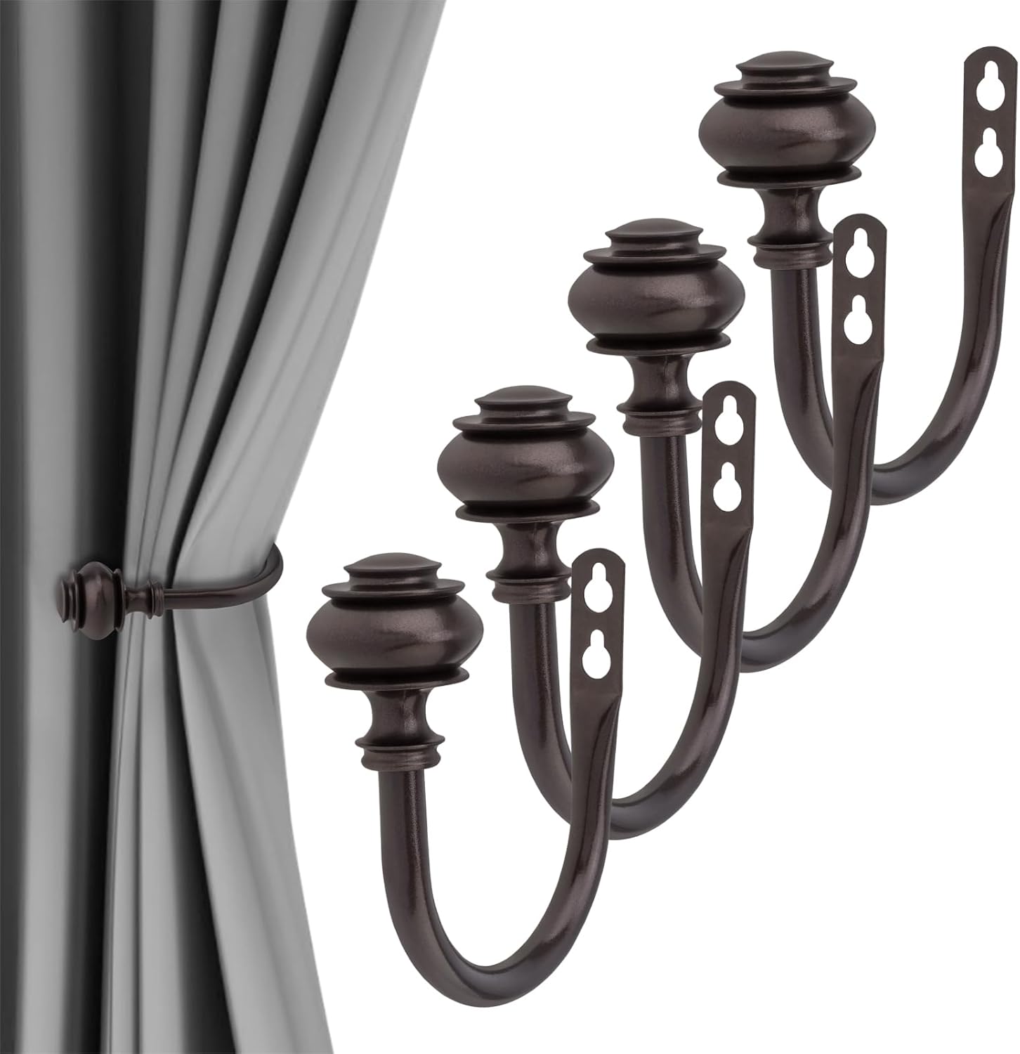 Curtain Holdbacks 4 Pack Wall Mounted Tiebacks Brown