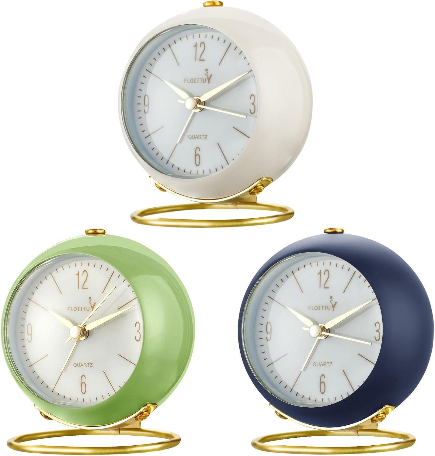 Silent Analog Alarm Clock with Night Light and Battery Operation