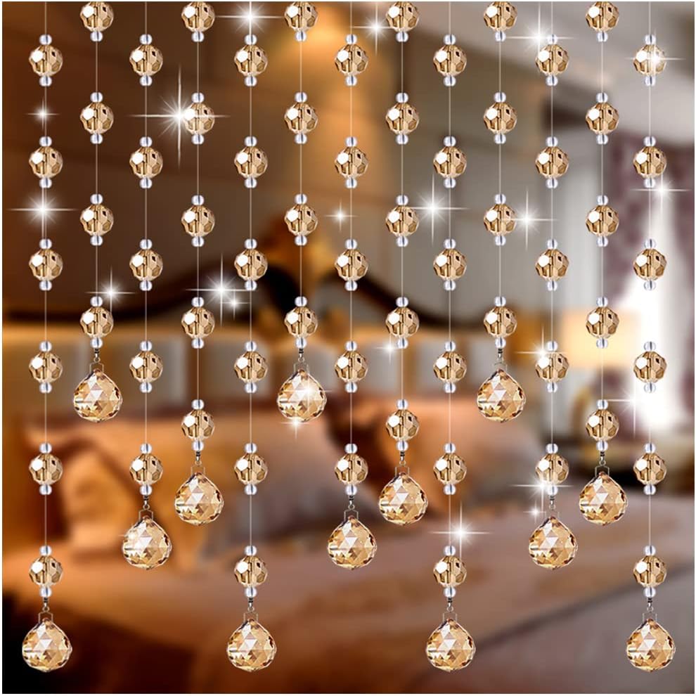 ZHOUXIAO Glass Crystal Beaded Curtain Divider Panels for Doorways