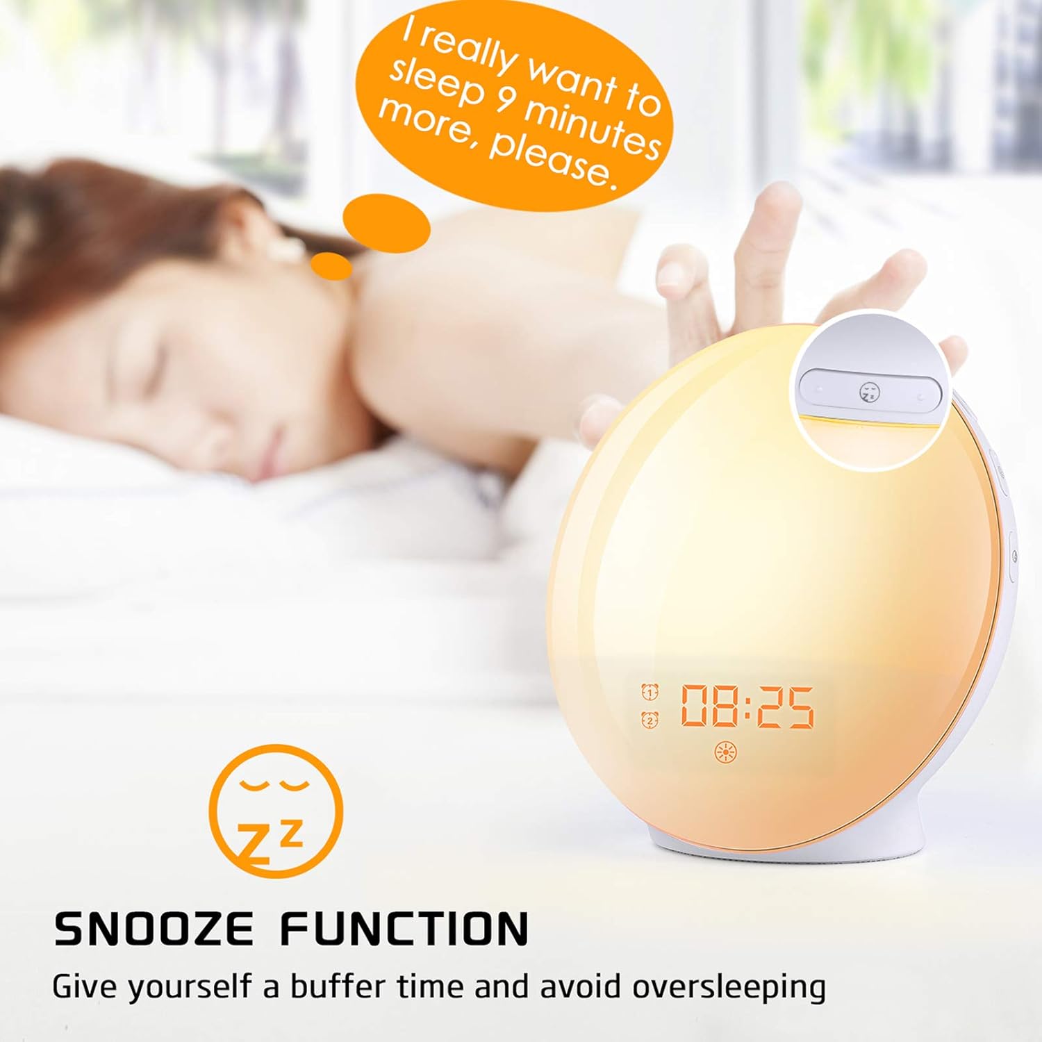 Sinopeace Sunrise Alarm Clock with Dual Alarms and Charging Port